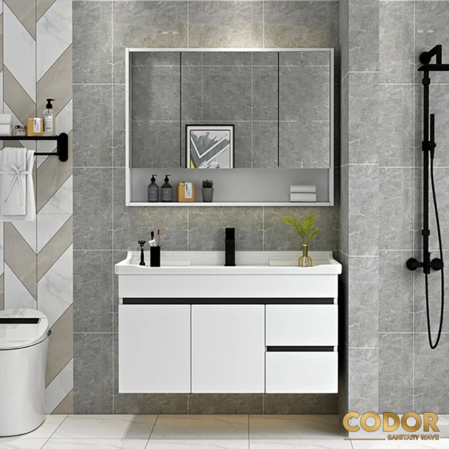 Tủ Lavabo Nhà Tắm Nhựa PVC 3 Hộc CDTN-3652