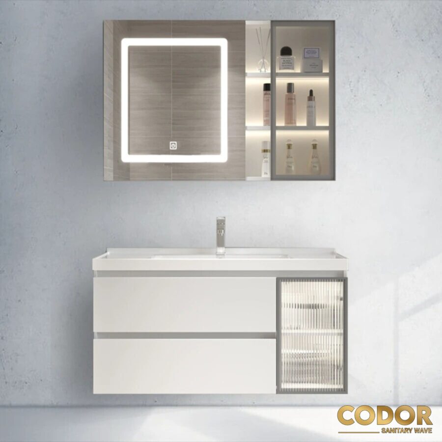 Tủ Lavabo Nhà Tắm Nhựa PVC Gương LED CDTN-3654