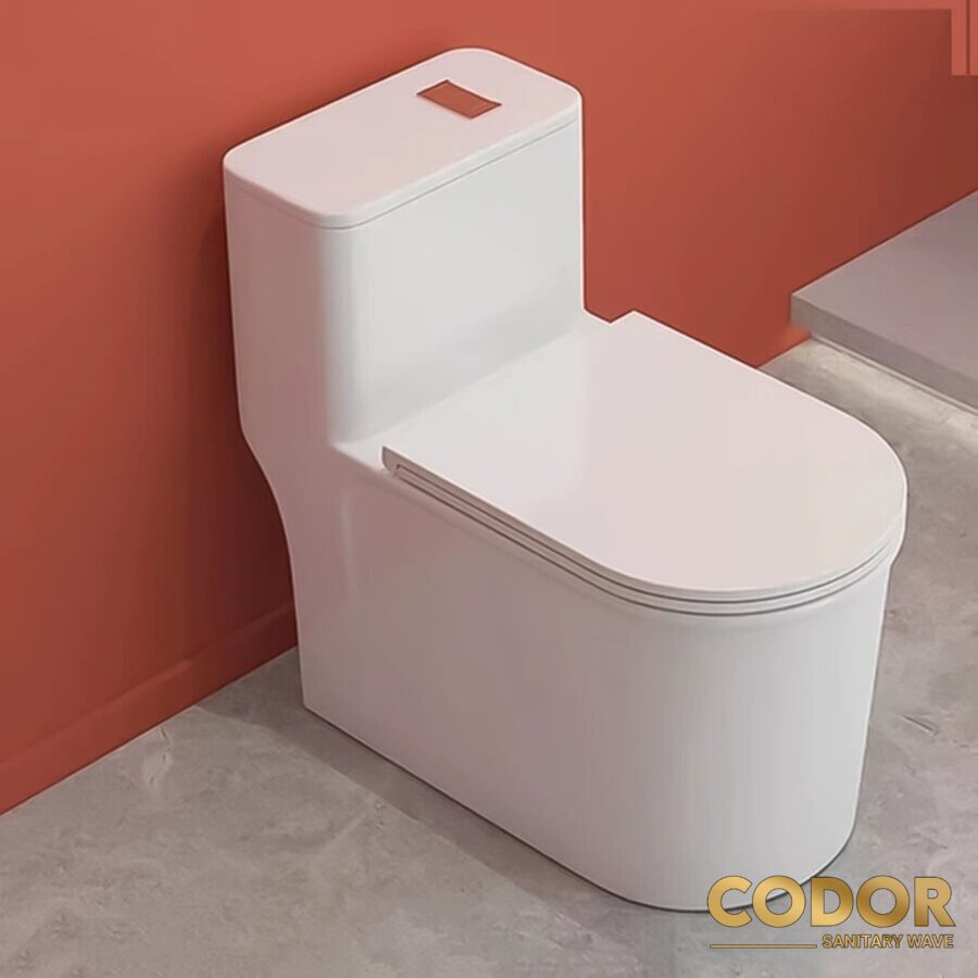 Bồn Cầu 1 Khối Trắng Nút Xả Lệch BC-516
