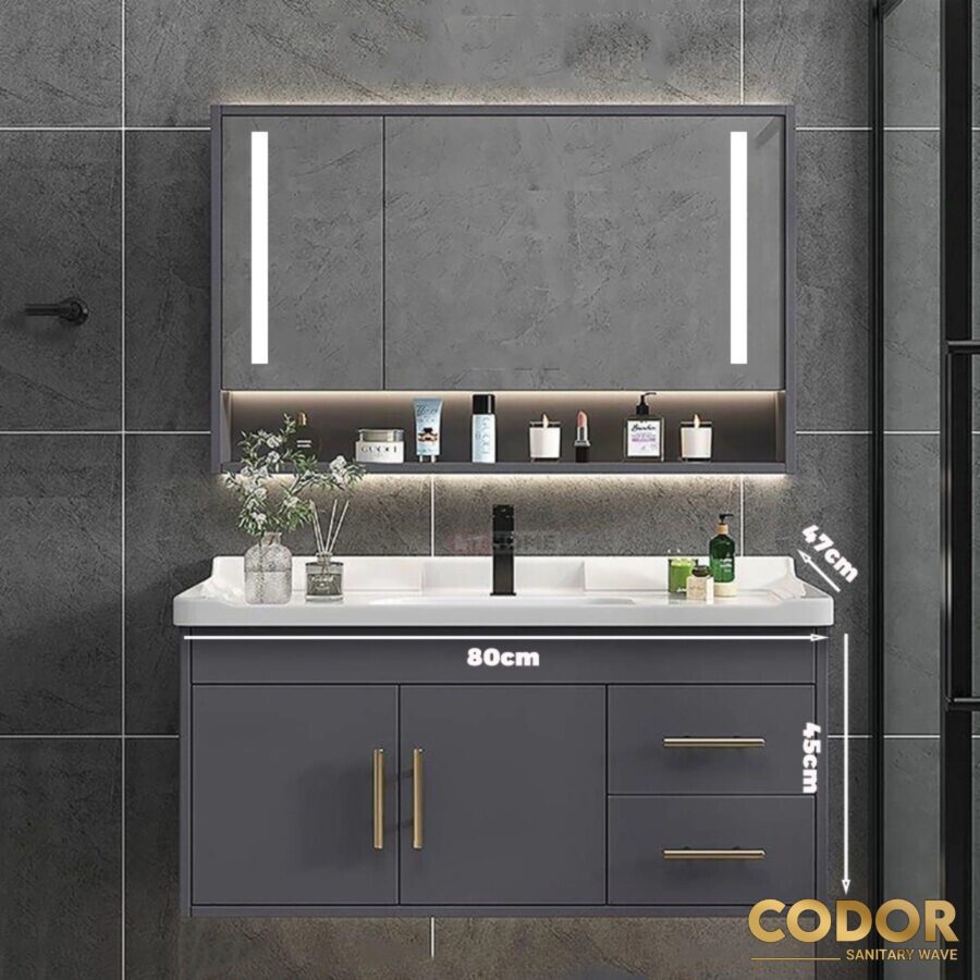 Tủ Lavabo Nhà Tắm Thông Minh Nhựa PVC 80cm CDTN-7501X