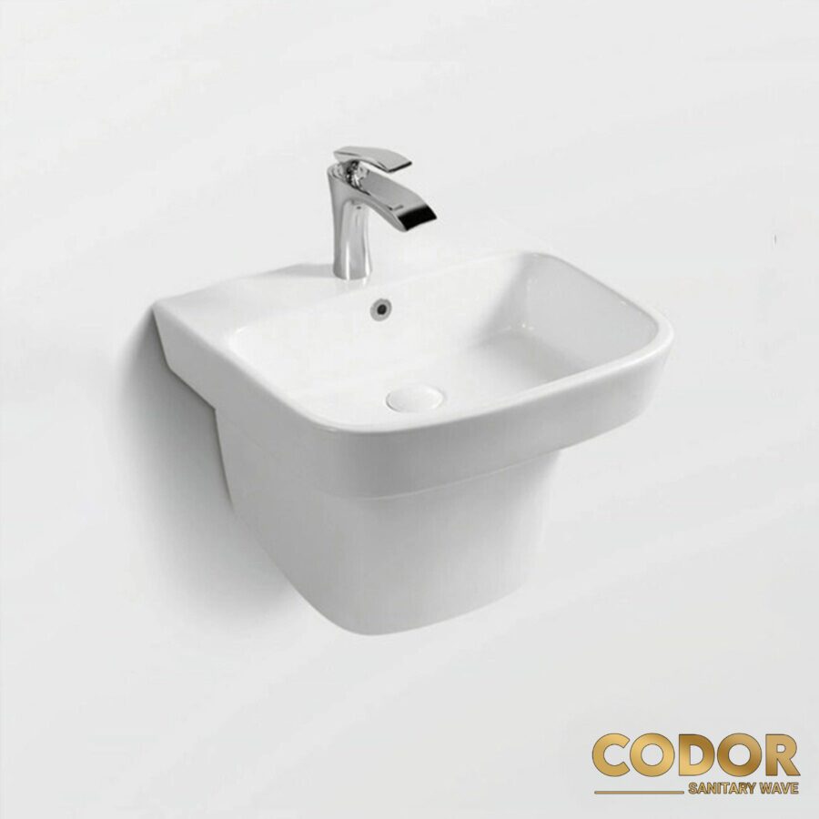 Lavabo Treo Tường Vuông Men Sứ Trắng Cao Cấp CDLA-02VB