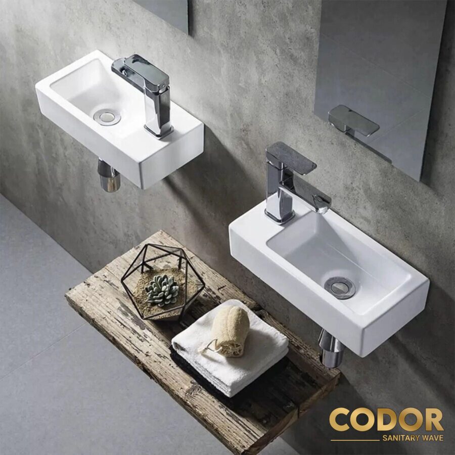 Lavabo Treo Tường Men Tuyết Trắng Chữ Nhật Trái | Phải LA18
